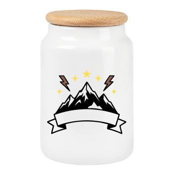 Armoiries de la Bannière des Montagnes - Boîte à biscuits avec couvercle en bois - blanc - Devant