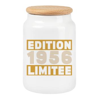 1956 70 ans Anniversaire Vintage Cadeau - Boîte à biscuits avec couvercle en bois - blanc - Devant
