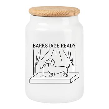 Barkstage Ready Dackel Hund Bühne Festival - Keksdose mit Holzdeckel - Weiß - Vorne