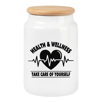 Herzschlag Health and Wellness - Keksdose mit Holzdeckel - Weiß - Vorne