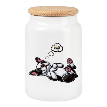 Boston Terrier Boston terrier besitzer Bostie  - Keksdose mit Holzdeckel - Weiß - Vorne