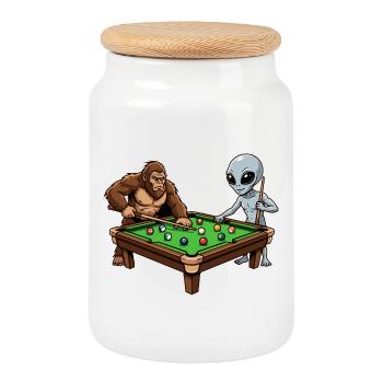 Billiards Professional Design – Snooker & Pool Billiards - Cookie Jar with Wooden Lid - white - Front