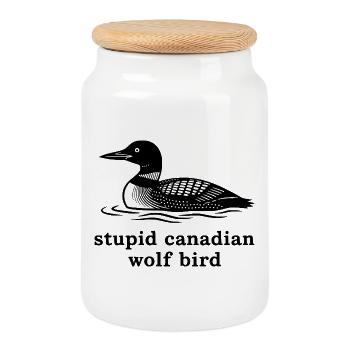 Stupide oiseau loup canadien - Boîte à biscuits avec couvercle en bois - blanc - Devant