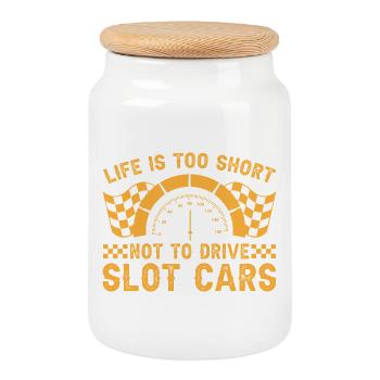 Slot Car Short Life Drive Slot Car Drag Racing - Keksdose mit Holzdeckel - Weiß - Vorne