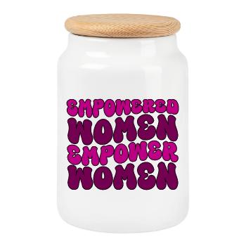 Empowered Women Empower Women Feminist  - Cookie Jar with Wooden Lid - white - Front