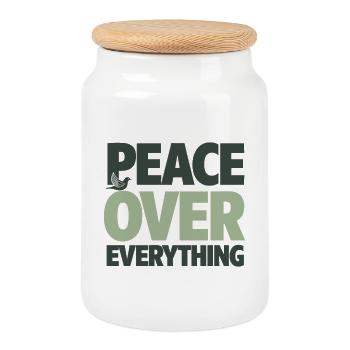 Peace Over Everything Spirituelle Gelassenheit - Keksdose mit Holzdeckel - Weiß - Vorne