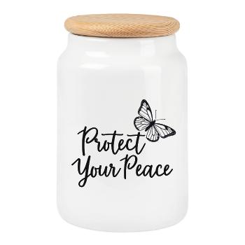 Protect Your Peace Butterfly Inner Peace - Cookie Jar with Wooden Lid - white - Front