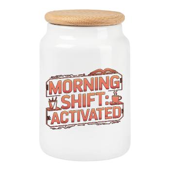 Homeroom Teacher Morning Shift Activated Educator - Keksdose mit Holzdeckel - Weiß - Vorne