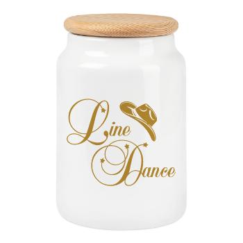 Logo or de Line Dance - Boîte à biscuits avec couvercle en bois - blanc - Devant