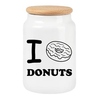 I Love Donuts - Keksdose mit Holzdeckel - Weiß - Vorne
