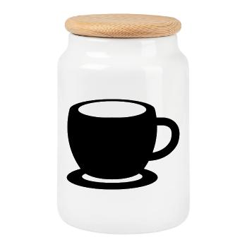 Tasse de thé - Boîte à biscuits avec couvercle en bois - blanc - Devant