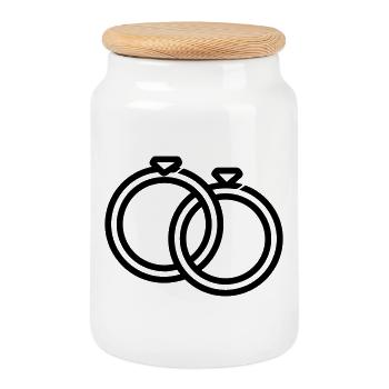 Wedding rings - Cookie Jar with Wooden Lid - white - Front