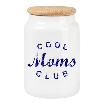 Cool Moms Club Mom Mom Mother's Day Gift - Cookie Jar with Wooden Lid - white - Front