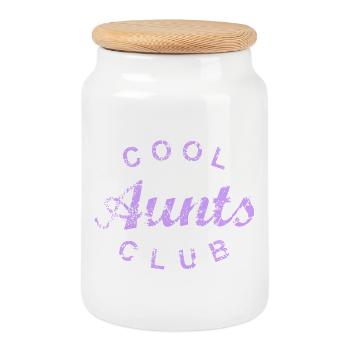Cadeau de la fête des mères du Cool Aunts Club - Boîte à biscuits avec couvercle en bois - blanc - Devant
