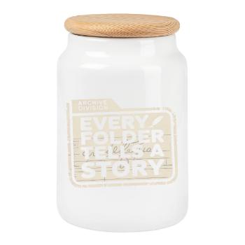 Every Folder Tells a Story - Cookie Jar with Wooden Lid - white - Front