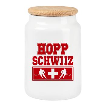Hopp Schwiiz Eishockey Fan Schweiz Stolz - Keksdose mit Holzdeckel - Weiß - Vorne