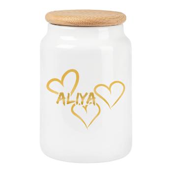 Aliya - Keksdose mit Holzdeckel - Weiß - Vorne