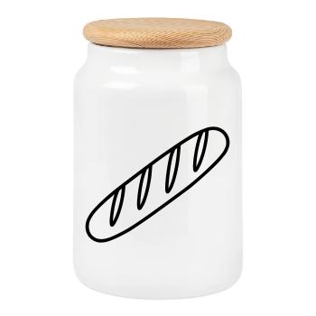 baguette - Boîte à biscuits avec couvercle en bois - blanc - Devant