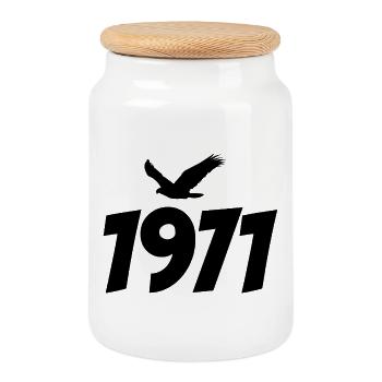 Graphique vintage d’aigle vintage 1971 - Boîte à biscuits avec couvercle en bois - blanc - Devant