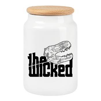 Skull Logo - light collection - Cookie Jar with Wooden Lid - white - Front