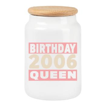 birthday queen 20 ans 2006 Anniversaire - Boîte à biscuits avec couvercle en bois - blanc - Devant
