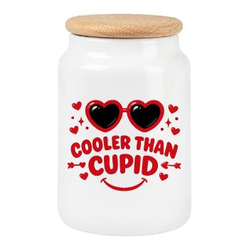 Plus Cool que Cupidon Cœurs Rétro - Boîte à biscuits avec couvercle en bois - blanc - Devant