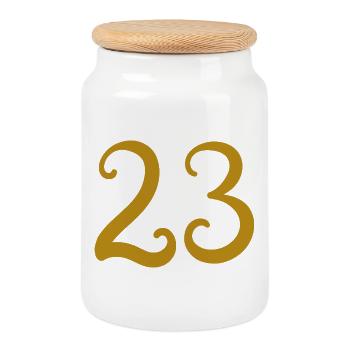 23 - Cookie Jar with Wooden Lid - white - Front