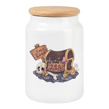 Definitely Not A Mimic RPG Roleplaying Fantasy - Cookie Jar with Wooden Lid - white - Front