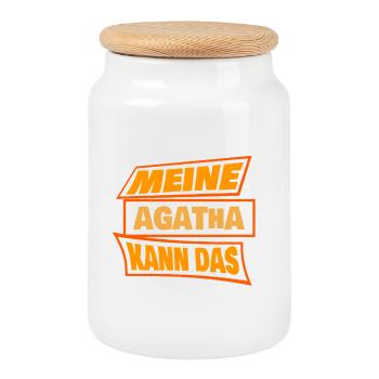 Sprueche Agatha - Keksdose mit Holzdeckel - Weiß - Vorne