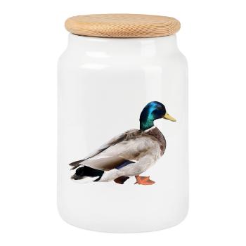 Mallard Male - Cookie Jar with Wooden Lid - white - Front