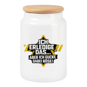 Ich mach das aber ich gucke dabei böse Möwe - Keksdose mit Holzdeckel - Weiß - Vorne