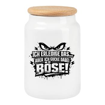 Ich mach das aber ich gucke dabei böse - Keksdose mit Holzdeckel - Weiß - Vorne