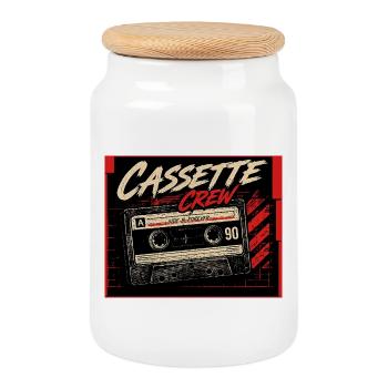 Cassette_Crew_ _Side_B_Vorever - Boîte à biscuits avec couvercle en bois - blanc - Devant