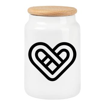 cœur infini - Boîte à biscuits avec couvercle en bois - blanc - Devant