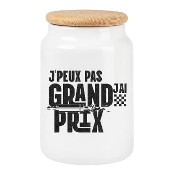 Je peux pas, j'ai Grand Prix T-shirt logo - Boîte à biscuits avec couvercle en bois - blanc - Devant