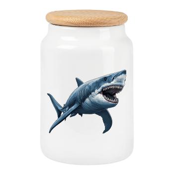 Mégalodons Mégalodon - Boîte à biscuits avec couvercle en bois - blanc - Devant