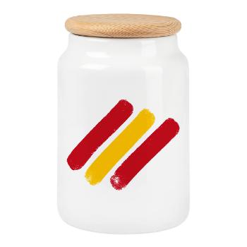 Espagne - Bandes de drapeau - Boîte à biscuits avec couvercle en bois - blanc - Devant