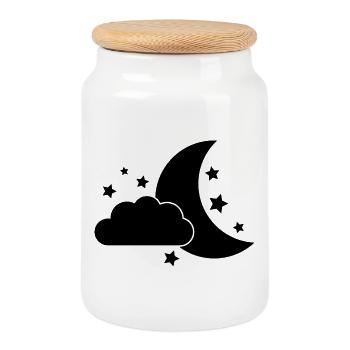 Bonne nuit - Boîte à biscuits avec couvercle en bois - blanc - Devant