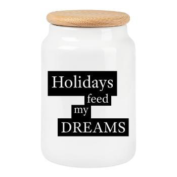 Holidays Feed My Dreams - Cookie Jar with Wooden Lid - white - Front