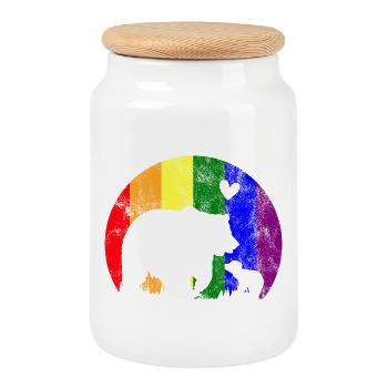 LGBT Gay Pride Stolze Mama Bär - Keksdose mit Holzdeckel - Weiß - Vorne