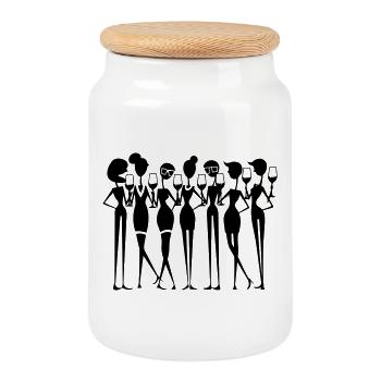 Groupe du Parti des Femmes - Boîte à biscuits avec couvercle en bois - blanc - Devant
