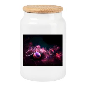 Neon basketball - Cookie Jar with Wooden Lid - white - Front