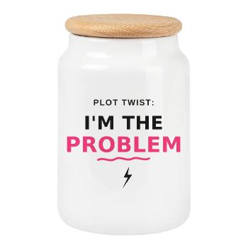 Plot Twist: Ich bin das Problem - Keksdose mit Holzdeckel - Weiß - Vorne