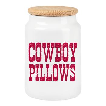 Cowboy-Kissen - Keksdose mit Holzdeckel - Weiß - Vorne