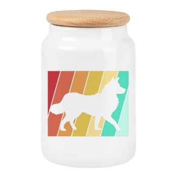 Border Collie - Cookie Jar with Wooden Lid - white - Front