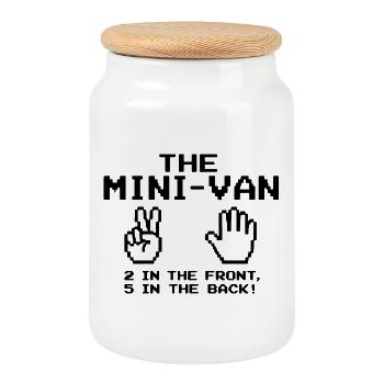 Humour MiniVan Famille Nombreuse | Citation Drôle - Boîte à biscuits avec couvercle en bois - blanc - Devant