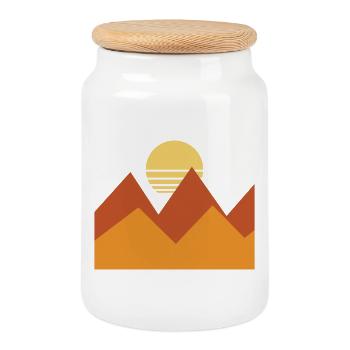 Berge - Wandern Berge Outdoor Natur Retro - Keksdose mit Holzdeckel - Weiß - Vorne