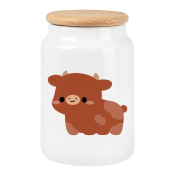 Vache rouge suédoise - Boîte à biscuits avec couvercle en bois - blanc - Devant