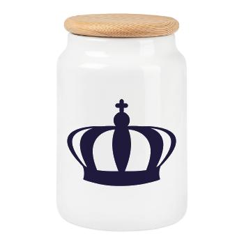 The Crown's One-Color Design - Cookie Jar with Wooden Lid - white - Front