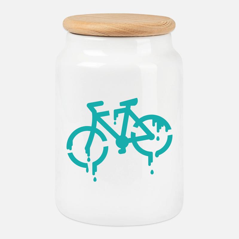 pochoir vélo - Boîte à biscuits avec couvercle en bois - blanc